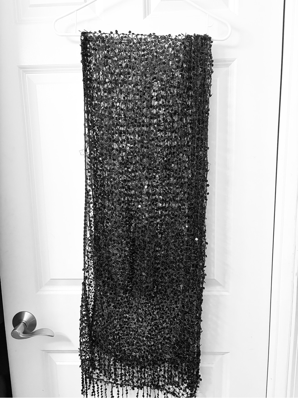 NWOT. Sequined Fringe Shawl in Black with Black Sequins. - Picture 4 of 4